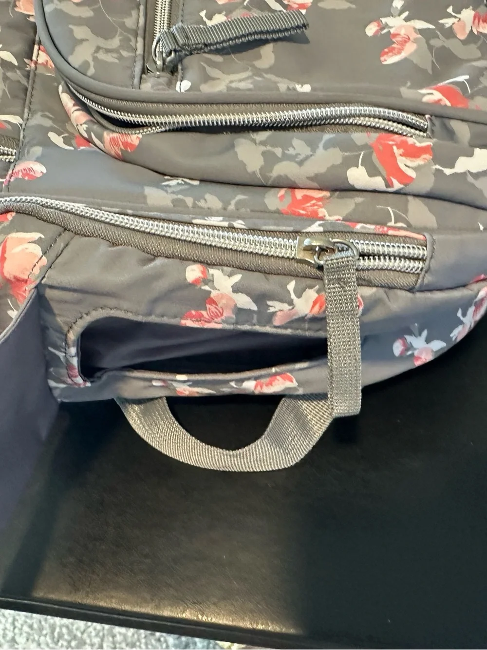 Bananafish Studio Floral Gray and Pinkish Peach Backpack Diaper Bag